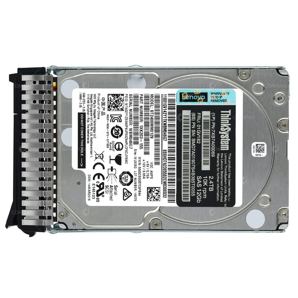 01GV182 LENOVO HDD 2.4TB 10K SAS 12G 2.5" SFF HOT SWAP FOR THINKSYSTEM